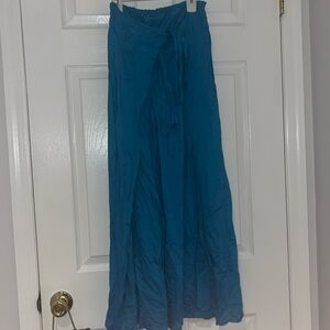 Blue front tie pants